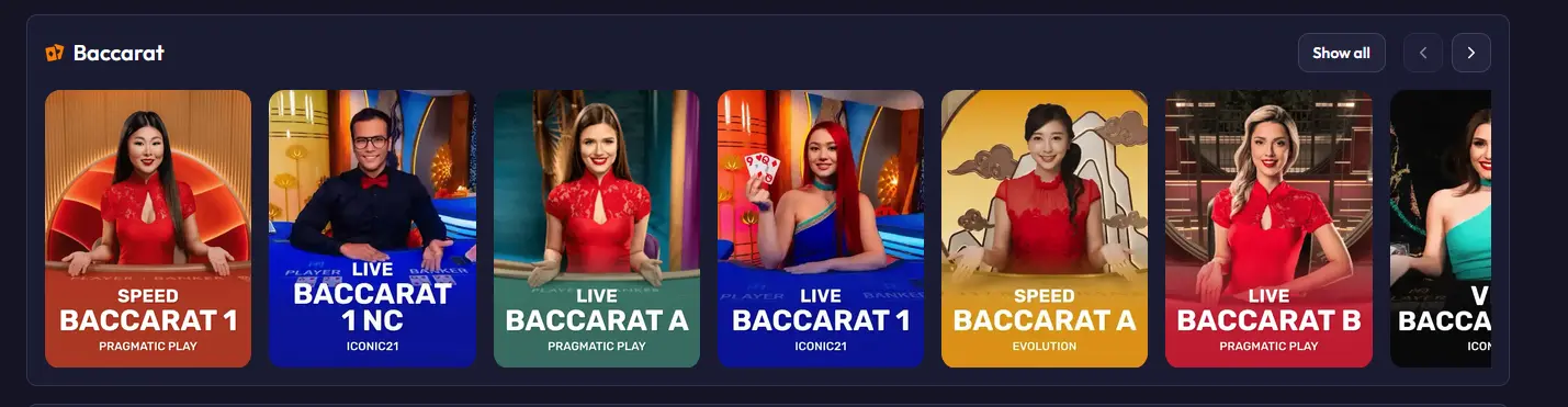 Live-Baccarat-Tisch im Spinrise Casino