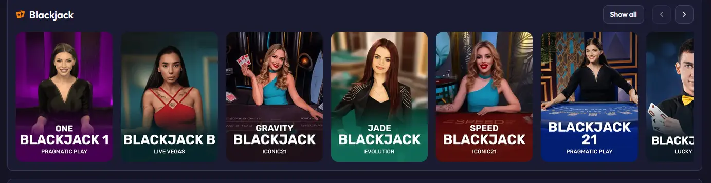 Live-Blackjack-Tisch im Spinrise Casino